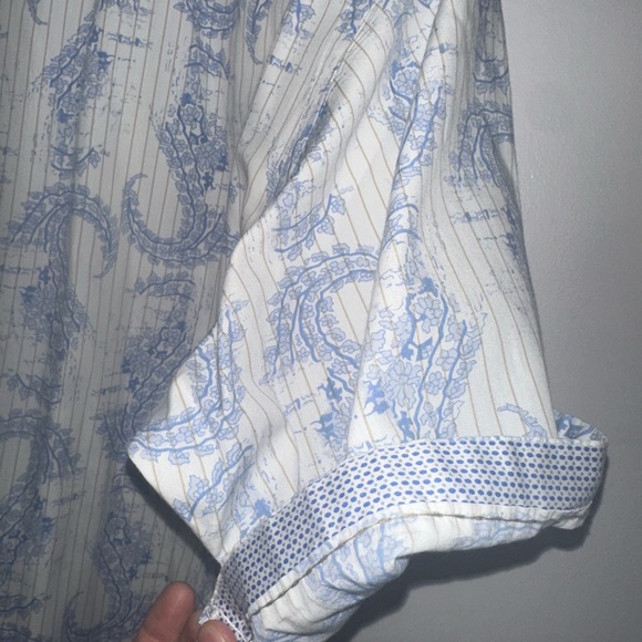 Bugatchi Men Classic Fit Short Sleeve Shirt - Large - Paisley Pattern - Picture 6 of 11